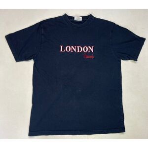 VINTAGE Harrods Knightbridge London T-shirt Men XL Blue Short Sleeve